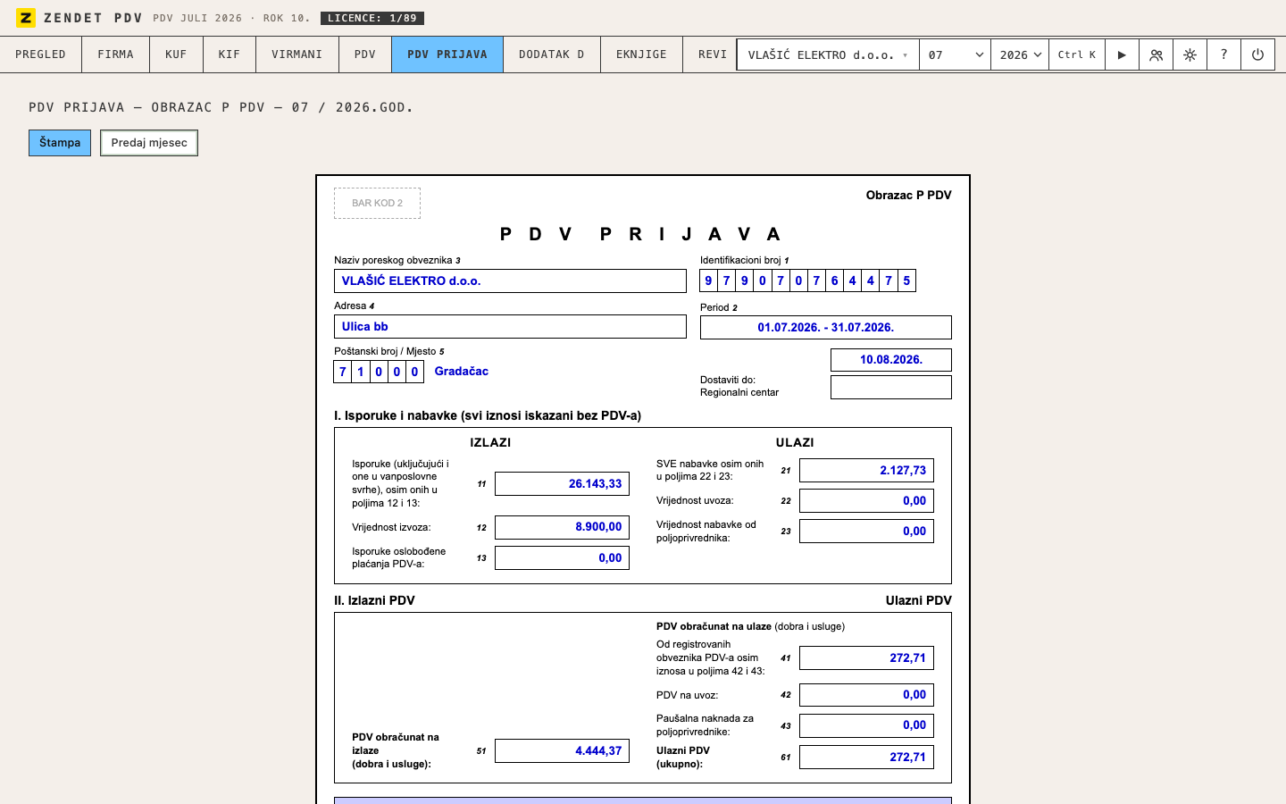P PDV — prijava